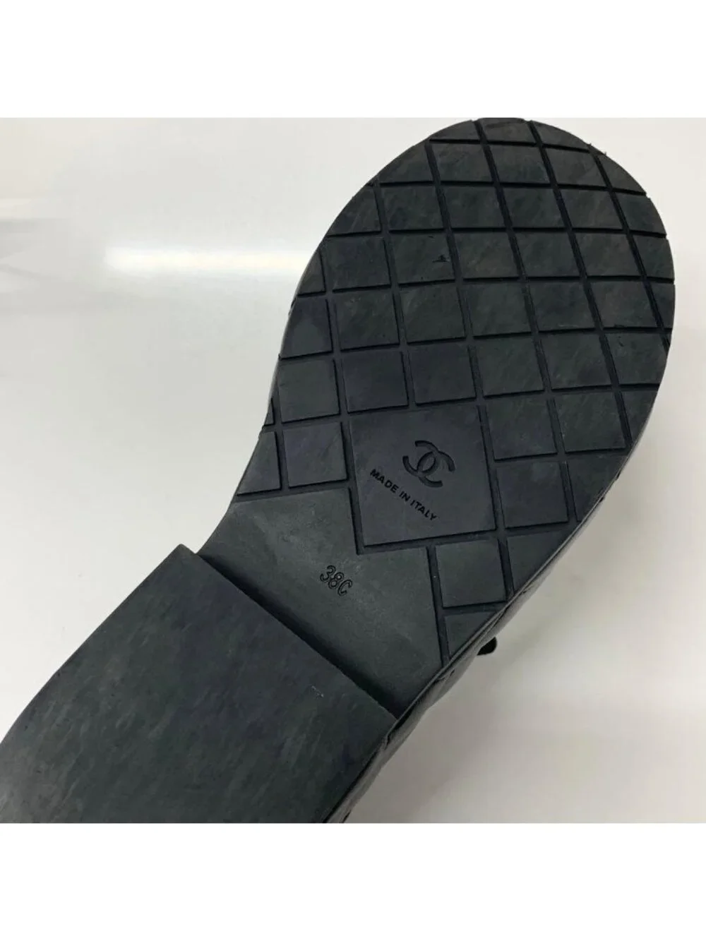 Chanel Quilted CC Logo Leather Strap Platform Sandals Black